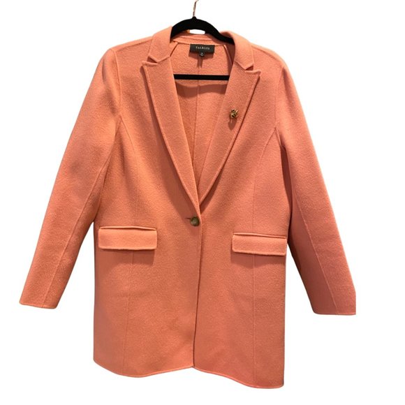 💕sold💕TALBOTS Coat Women's Jacket Salmon Pink Wool Blend Pea Coat Size 14 - Picture 1 of 7